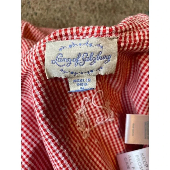 VTG Lang of SalzBurg Grannycore Cotton Nightgown Robe Women Size M-L Pocket - Picture 12 of 12